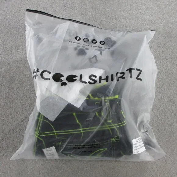 Cool Shirtz Portal Reversible Jeans Size 36 Neon Black Reversible Baggy Heavy - Picture 13 of 15